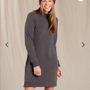 TOAD&CO AURORA LI G SLEEVE DRESS MOCK NECK ORGANIC BLEND COTTON GRAY SIZE SMALL